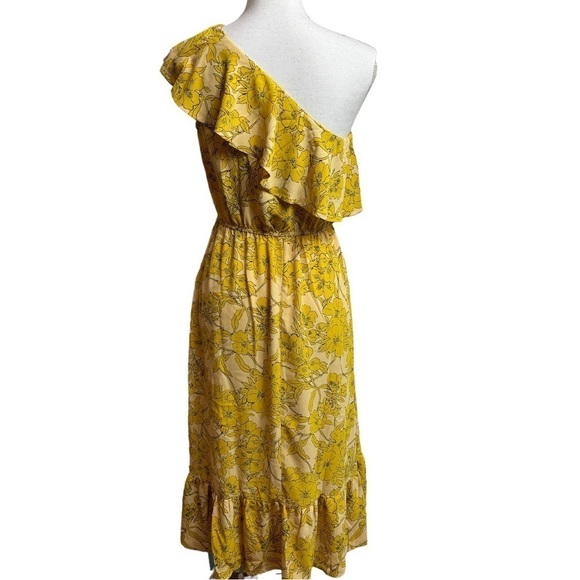 CUPSHE YELLOW FLORAL PRINT ONE  SHOULDER WOMEN SUMMER DRESS SIZE XS BRAND NEW - Picture 10 of 11